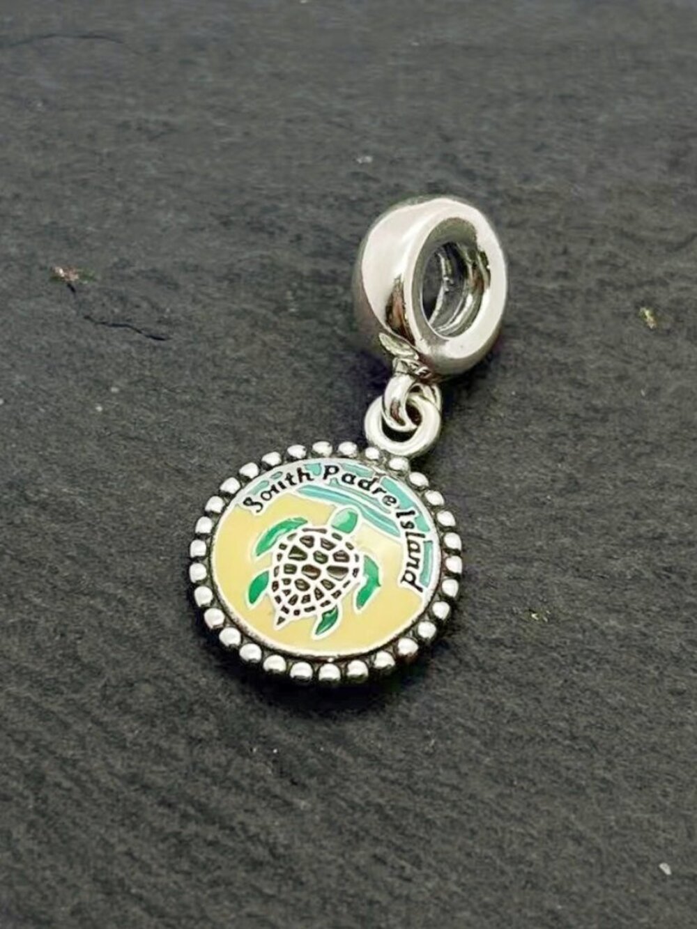 Pandora South Padre Island Beach turtle Sterling Silver Dangle Charm Jewelry